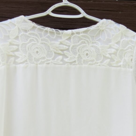 Lisa D. Paris White Floral Romantic Embroidery Lace Long Sleeves Blouse Size XL - Picture 5 of 10